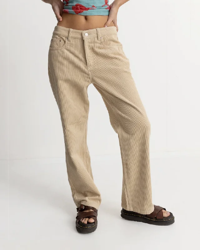 Rhythm Womens Chloe Low Rise Pant - Cream Relaxed Casual Leggings