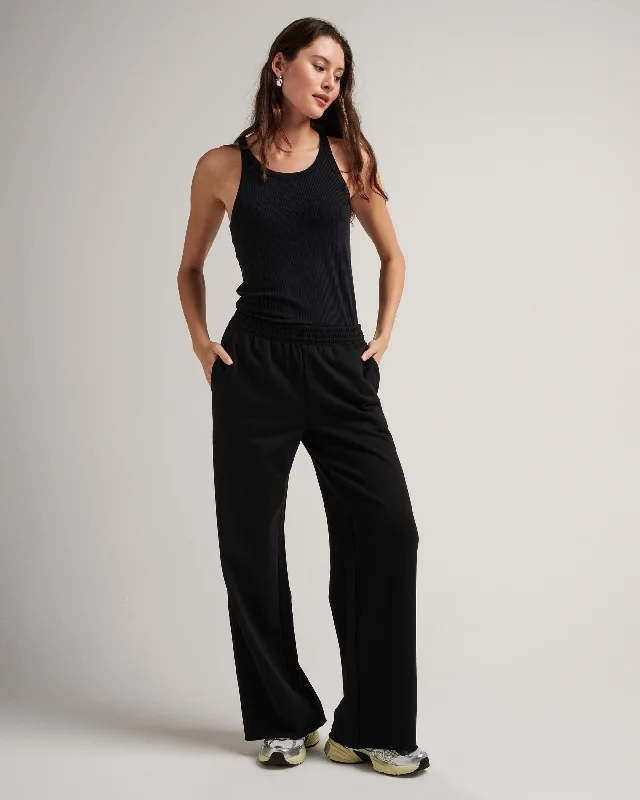 Women's Recycled Fleece Wide Leg Pant Fashionable Button-Up Pants