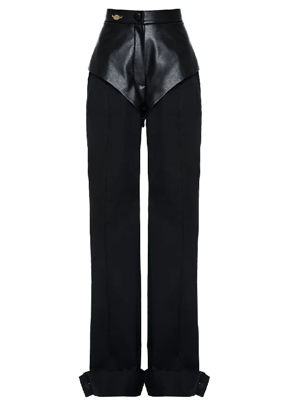 JOANA LEATHER CUFF PANTS Comfortable Denim Trousers