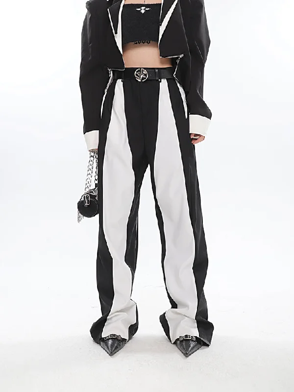 Julie Contrast Color High Waist Straight Leg Loose Baggy Suit Pants Comfortable Jogger Trousers Julie Contrast Color High Waist Straight Leg Loose Baggy Suit Pants Comfortable Jogger Trousers