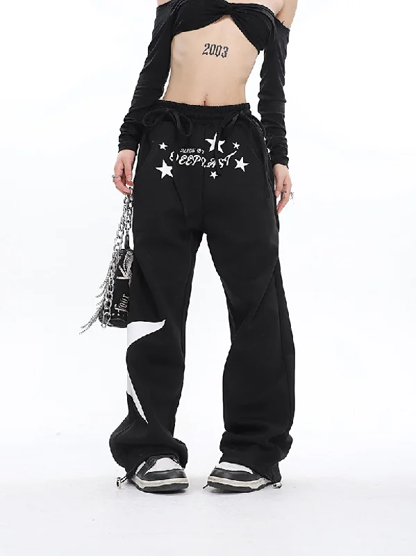 DEEPRAST Graphic Letter Print Solid Color Baggy Loose Straight Leg Pants Fashionable Sporty Pants DEEPRAST Graphic Letter Print Solid Color Baggy Loose Straight Leg Pants Fashionable Sporty Pants