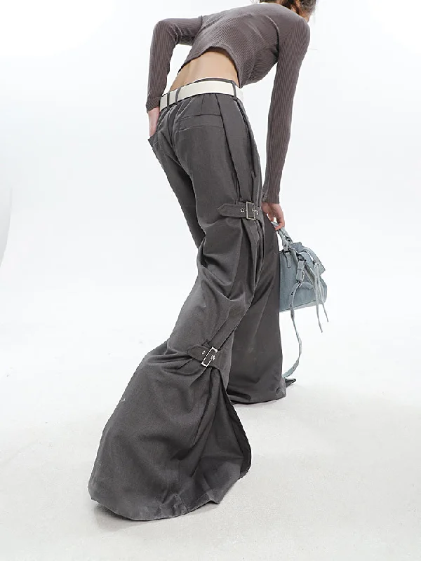 Lydia Solid Color Multi Straps High Waist Baggy Loose Straight Leg Suit Pants Trendy Velvet Pants Lydia Solid Color Multi Straps High Waist Baggy Loose Straight Leg Suit Pants Trendy Velvet Pants