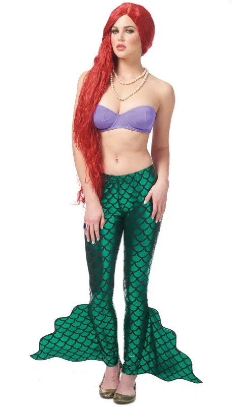 Underwater Mermaid Womens Green Costume Pants Fashionable Tapered Leg Pants