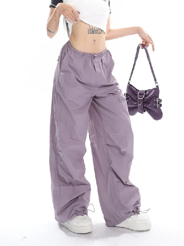 Sofia Solid Color High Waist Straight Leg Drawstring Baggy Loose Parachute Cargo Pants Chic Capri Pants Sofia Solid Color High Waist Straight Leg Drawstring Baggy Loose Parachute Cargo Pants Chic Capri Pants