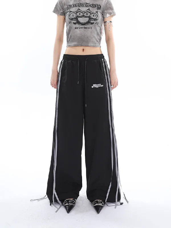 Willow Solid Color Triple Stripes High Waist Straight Leg Baggy Loose Cargo Pants Trendy Velvet Pants Willow Solid Color Triple Stripes High Waist Straight Leg Baggy Loose Cargo Pants Trendy Velvet Pants