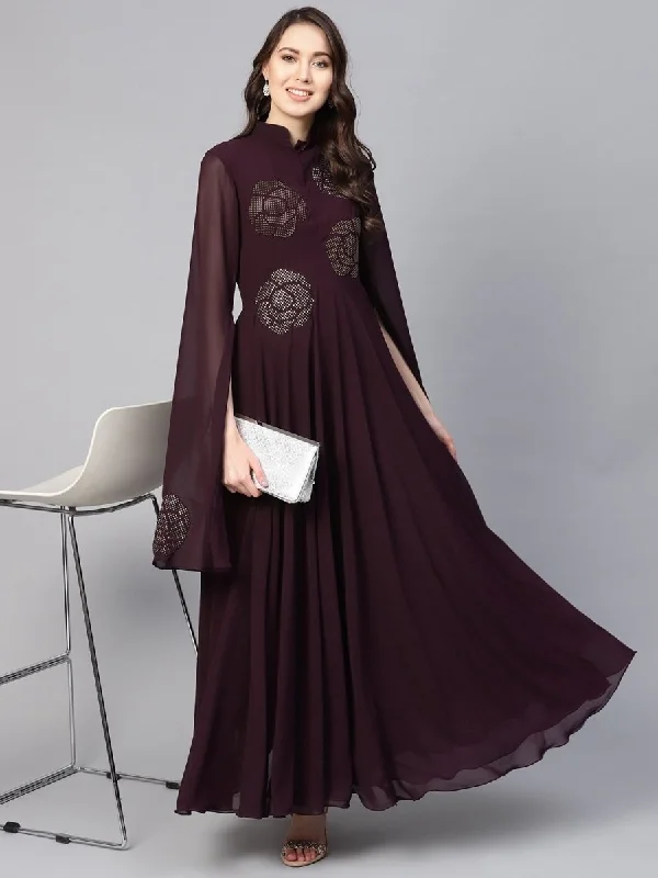 Purple Georgette Partywear Dress