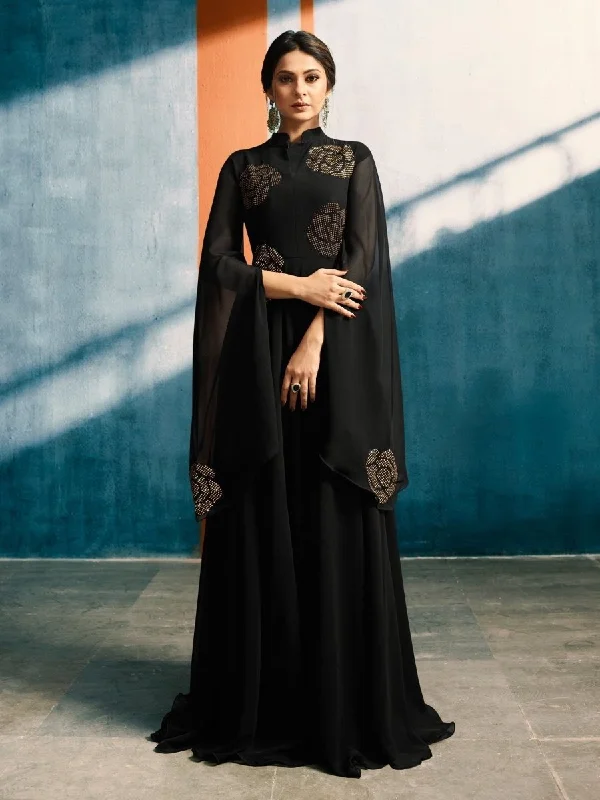 Black Thread Embroidered Dress