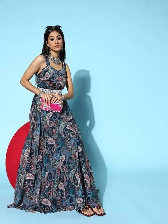 Women Navy Blue Ethnic Motifs All in the Details Dress