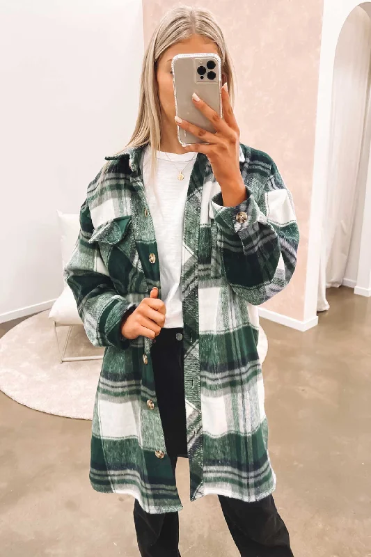 Ayla Shacket Green Sheer Sleeve Blouse