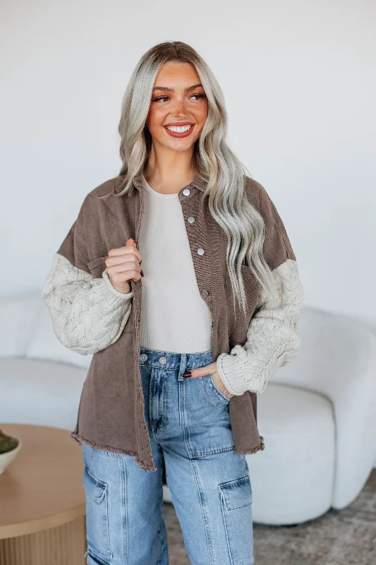 Gera Contrast Shacket Floral Chiffon Blouse