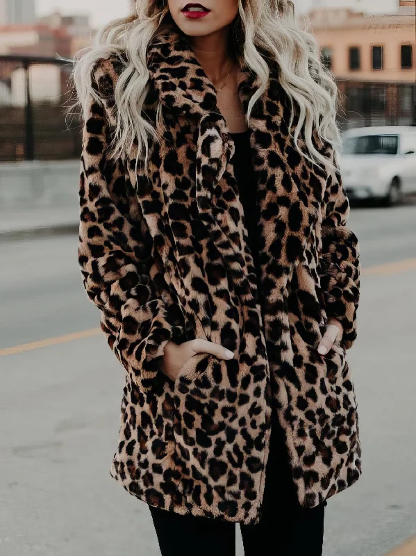 Leopard Print Shacket Casual Relaxed Fit Blouse