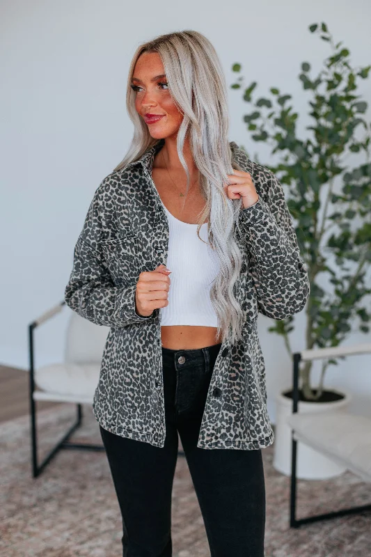 Spotted Downtown Shacket Floral Print Blouse