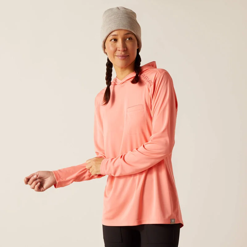 Ariat Women's Rebar Sunblocker Hooded T-Shirt Front Pockets Side Pockets Patch Pockets Ariat Women's Rebar Sunblocker Hooded T-Shirt Front Pockets Side Pockets Patch Pockets