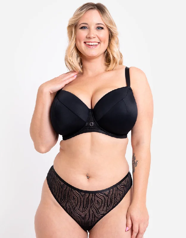 Curvy Kate Daze Padded T-Shirt Balcony Bra Black Notch Collar Peter Pan Collar Cowl Neck Curvy Kate Daze Padded T-Shirt Balcony Bra Black Notch Collar Peter Pan Collar Cowl Neck