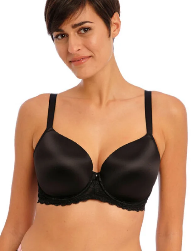 Freya Offbeat Molded Demi T-shirt Bra, Black | Black Molded Bra | Black Freya T-Shirt Bras Print Jacquard Patchwork