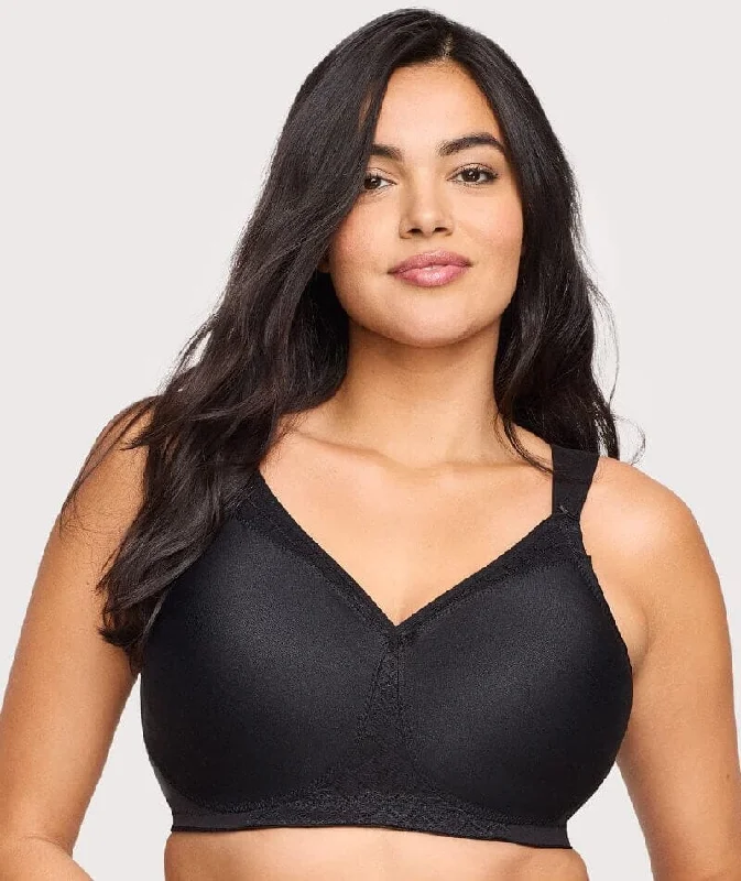 Glamorise Magiclift Seamless Support Wire-Free T-Shirt Bra - Black Spandex Blend Rayon Blend Denim Blend Glamorise Magiclift Seamless Support Wire-Free T-Shirt Bra - Black Spandex Blend Rayon Blend Denim Blend
