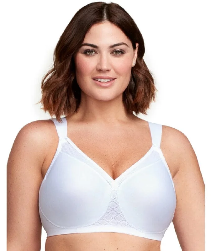 Glamorise Magiclift Seamless Support Wire-Free T-Shirt Bra - White Ribbed T-Shirt High Neck Heavyweight Glamorise Magiclift Seamless Support Wire-Free T-Shirt Bra - White Ribbed T-Shirt High Neck Heavyweight