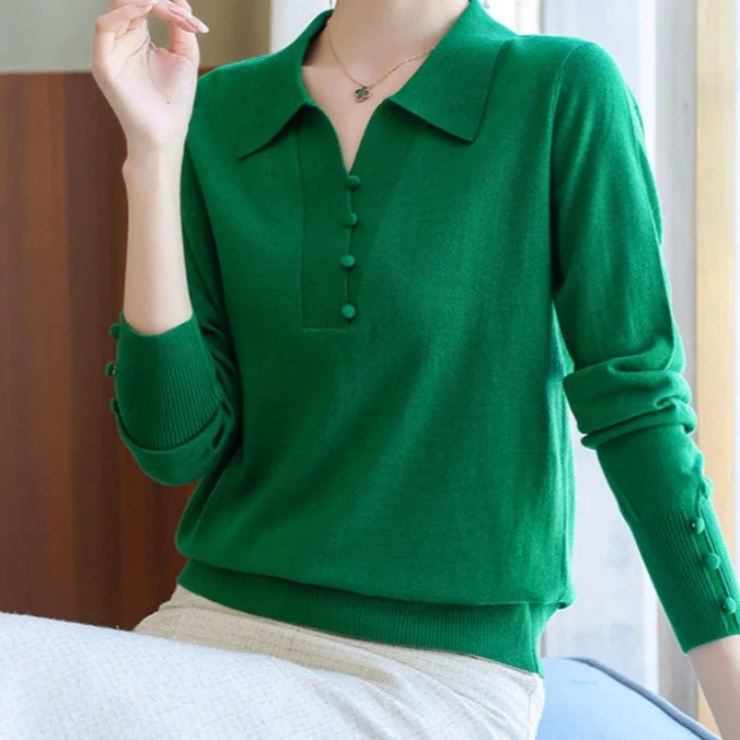 NiDELL . New Green Long-Sleeved T-shirt Women's Loose Sweater Mother's Western Style Youthful-Looking V-neck Top Bottoming Sweater Mesh Fabric Canvas Fabric Denim Fabric NiDELL . New Green Long-Sleeved T-shirt Women's Loose Sweater Mother's Western Style Youthful-Looking V-neck Top Bottoming Sweater Mesh Fabric Canvas Fabric Denim Fabric