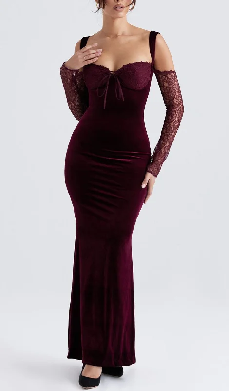 BLACK CHERRY VELVET MAXI DRESS Classic A-Line Maxi Dress
