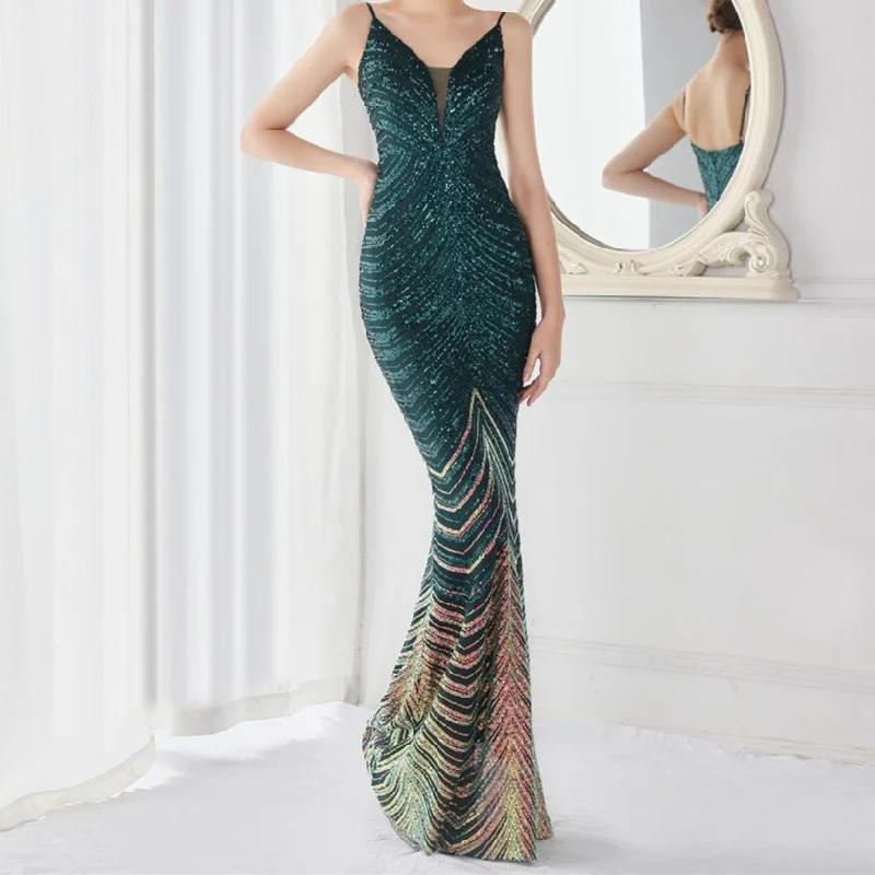 Eleanor V-neck Tassel Glitter Sequins Fishtail Maxi Dress Elegant Maxi Dress with Belt Eleanor V-neck Tassel Glitter Sequins Fishtail Maxi Dress Elegant Maxi Dress with Belt