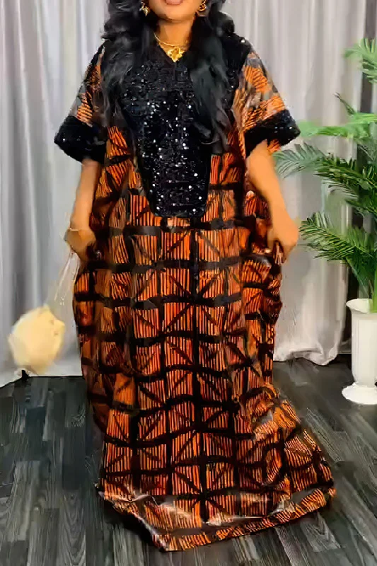 Graphic Print Sequined Patchwork Glittery V Neck Maxi Dress Fashionable Sleeveless Maxi Dress Graphic Print Sequined Patchwork Glittery V Neck Maxi Dress Fashionable Sleeveless Maxi Dress