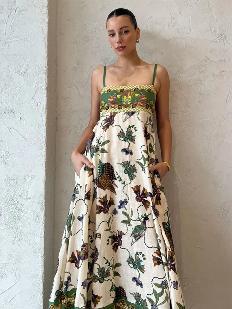 Holiday Printed Long Maxi Dresses Women Beach Straps Slip Sleeveless Summer Loose Dress Casual Fashion Fairycore Vestido Comfortable Fitted Maxi Dress Holiday Printed Long Maxi Dresses Women Beach Straps Slip Sleeveless Summer Loose Dress Casual Fashion Fairycore Vestido Comfortable Fitted Maxi Dress