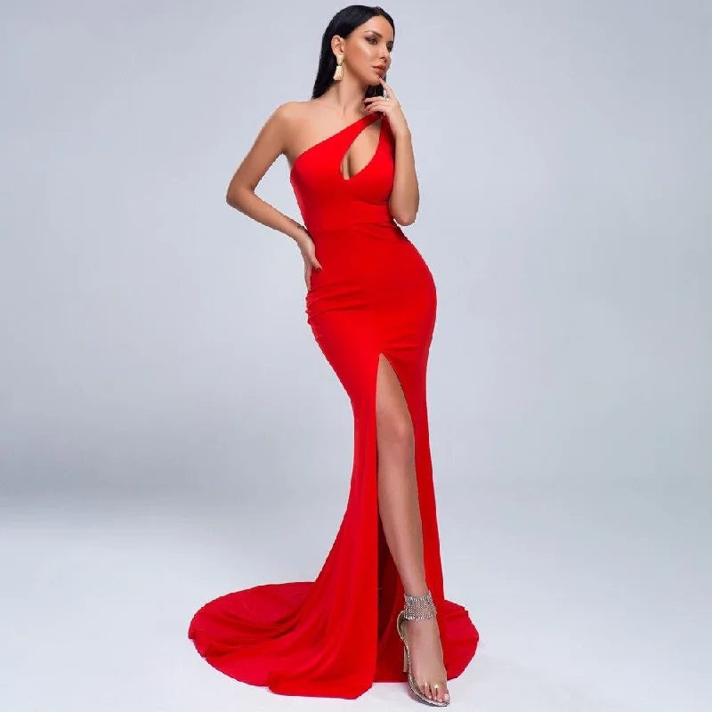 Sexy Hollow Out One Shoulder Sleeveless Floor Length Bodycon Backless Maxi dress Cozy Knitted Maxi Dress Sexy Hollow Out One Shoulder Sleeveless Floor Length Bodycon Backless Maxi dress Cozy Knitted Maxi Dress