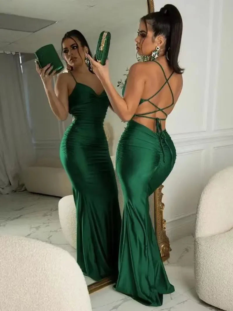 New Lace Up Women Solid Satin Maxi Dress Backless Bodycon Sexy Streetwear Party Elegant Festival Evening Summer Long Dress Elegant Tiered Maxi Dress New Lace Up Women Solid Satin Maxi Dress Backless Bodycon Sexy Streetwear Party Elegant Festival Evening Summer Long Dress Elegant Tiered Maxi Dress