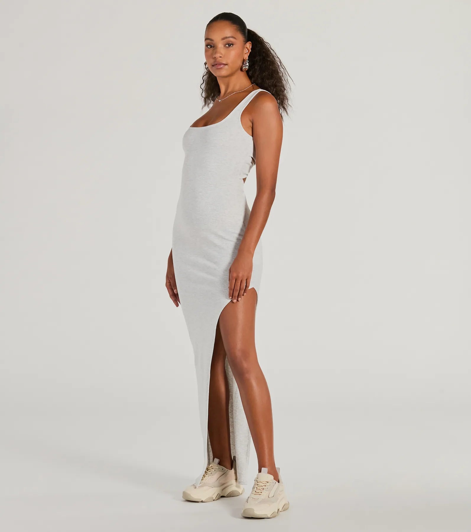 Set For Cuteness Twist Back Slit Rib Knit Maxi Dress Stylish Off-Shoulder Maxi Dress Set For Cuteness Twist Back Slit Rib Knit Maxi Dress Stylish Off-Shoulder Maxi Dress