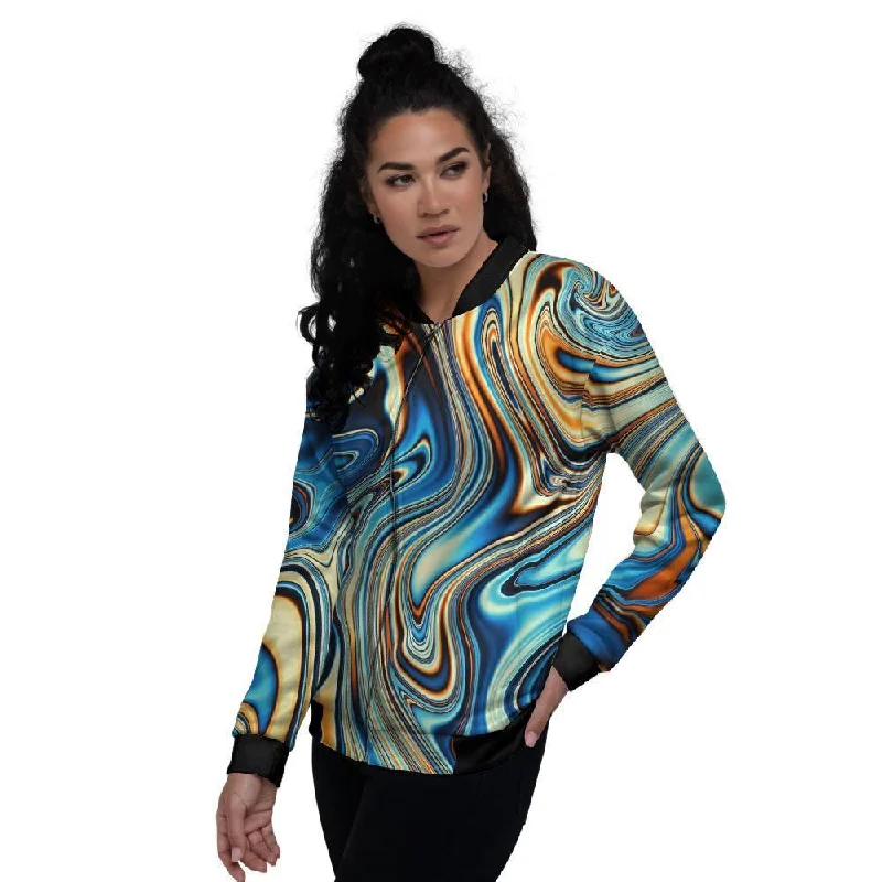 Abstract Wavy Psychedelic Women's Bomber Jacket Satin Jacket Silk Jacket Chiffon Jacket Abstract Wavy Psychedelic Women's Bomber Jacket Satin Jacket Silk Jacket Chiffon Jacket