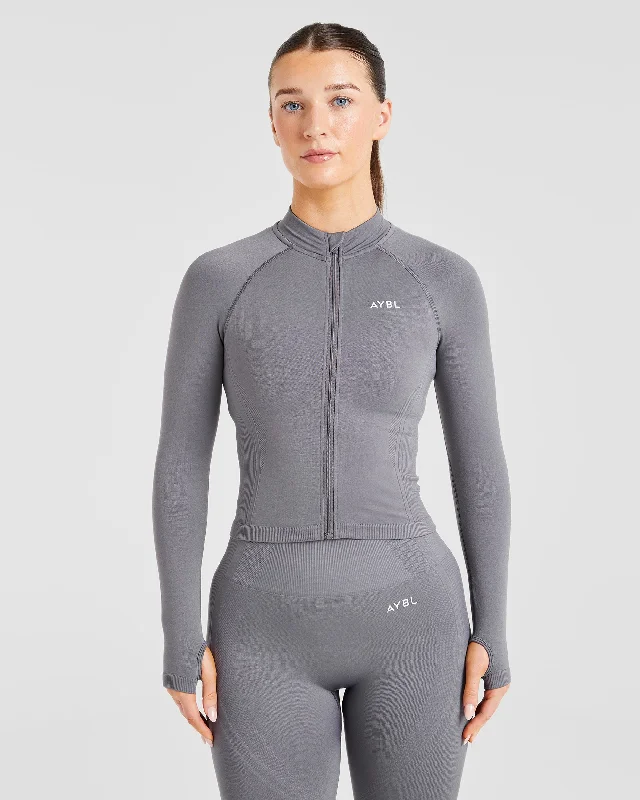 Balance V3 Seamless Zip Jacket - Charcoal Grey Satin Fabric Silk Fabric Chiffon Fabric Balance V3 Seamless Zip Jacket - Charcoal Grey Satin Fabric Silk Fabric Chiffon Fabric