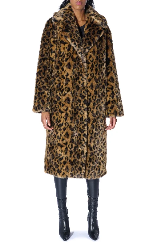 CATTY LEOPARD FAUX FUR JACKET Satin Jacket Silk Jacket Chiffon Jacket