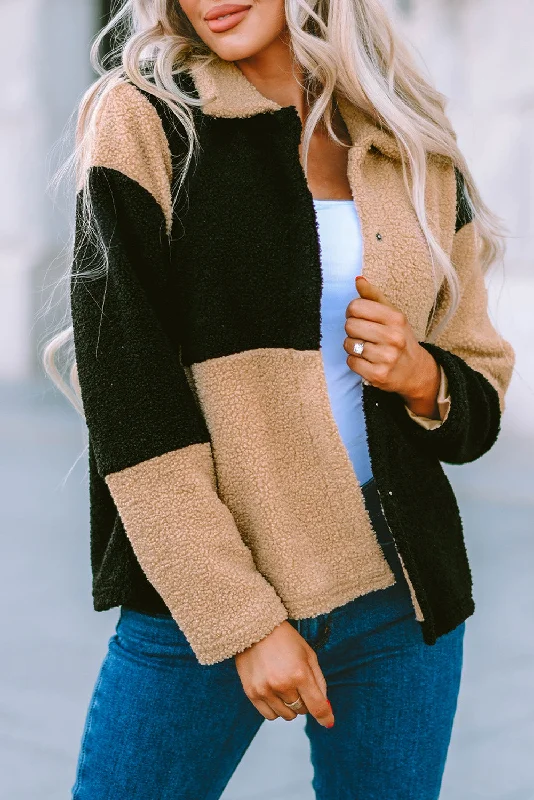 Colorblock Checkered Sherpa Jacket Notch Collar Jacket Peter Pan Collar Jacket Cowl Neck Jacket Colorblock Checkered Sherpa Jacket Notch Collar Jacket Peter Pan Collar Jacket Cowl Neck Jacket