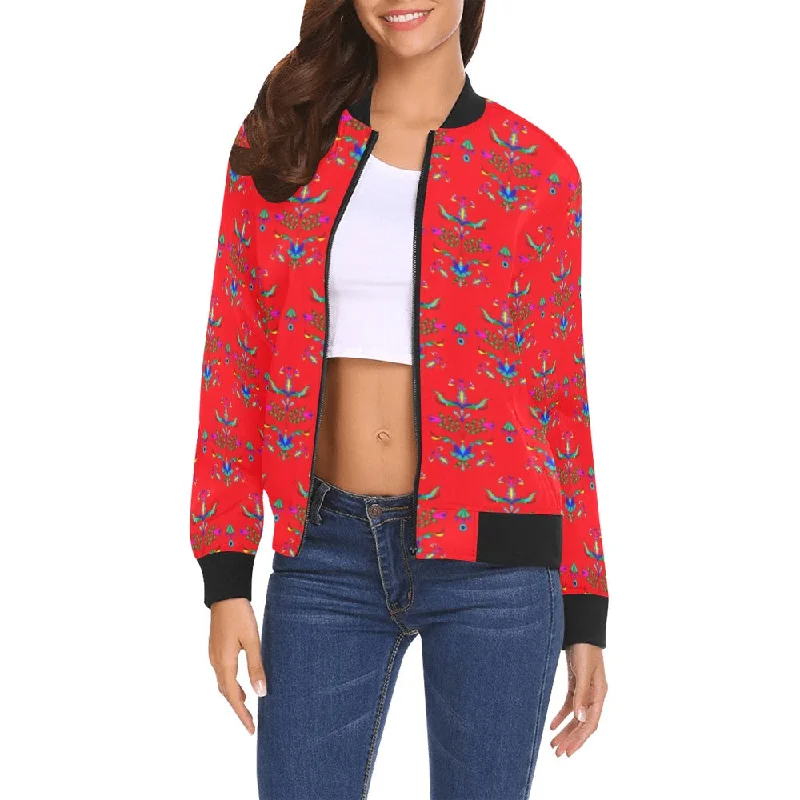 Dakota Damask Red All Over Print Bomber Jacket for Women Print Jacket Jacquard Jacket Embroidered Jacket Dakota Damask Red All Over Print Bomber Jacket for Women Print Jacket Jacquard Jacket Embroidered Jacket