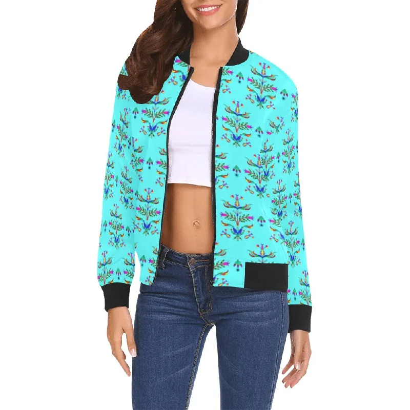 Dakota Damask Turquoise All Over Print Bomber Jacket for Women Cotton Jacket Linen Jacket Terry Jacket Dakota Damask Turquoise All Over Print Bomber Jacket for Women Cotton Jacket Linen Jacket Terry Jacket