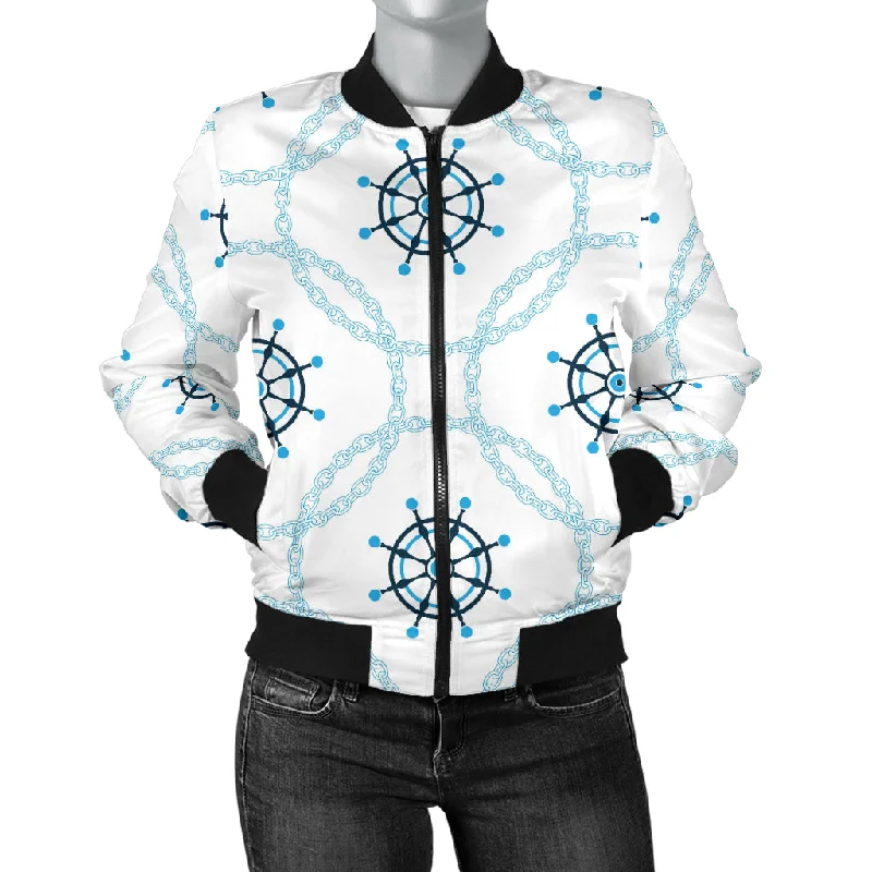 Nautical Steering Wheel Chain Women'S Bomber Jacket Satin Jacket Silk Jacket Chiffon Jacket Nautical Steering Wheel Chain Women'S Bomber Jacket Satin Jacket Silk Jacket Chiffon Jacket