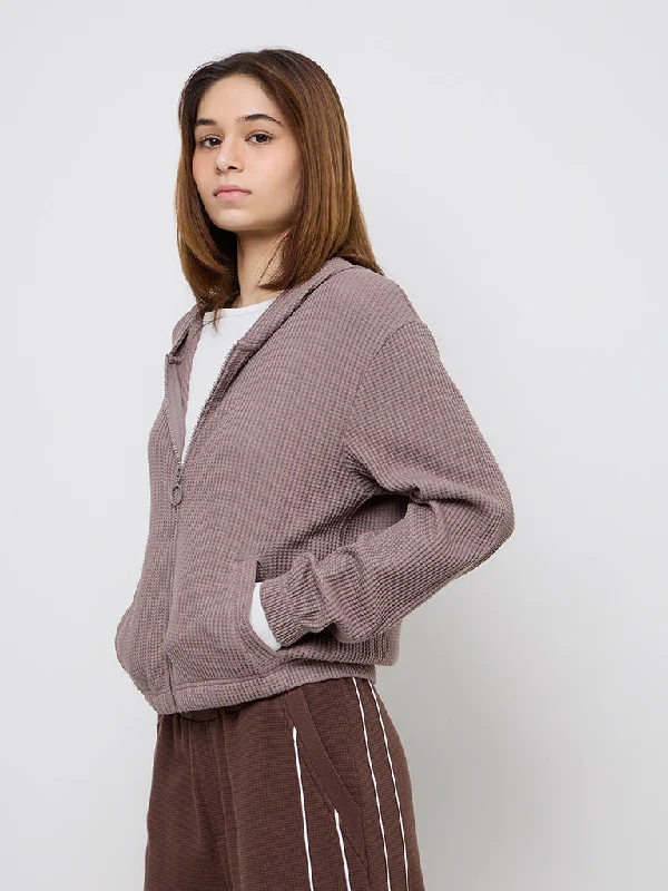 Studiofit Mauve Self-Textured Cotton Blend Jacket Welt Pockets Slit Pockets Flap Pockets Studiofit Mauve Self-Textured Cotton Blend Jacket Welt Pockets Slit Pockets Flap Pockets