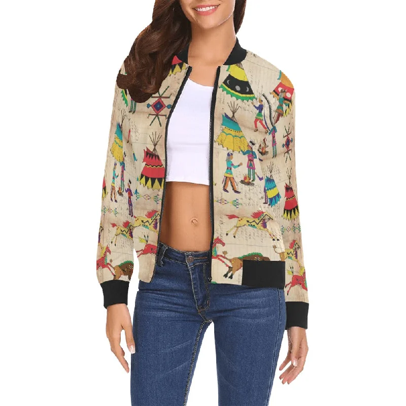 Gathering of the Chiefs Bomber Jacket for Women Wool Fabric Cashmere Fabric Tweed Fabric Gathering of the Chiefs Bomber Jacket for Women Wool Fabric Cashmere Fabric Tweed Fabric