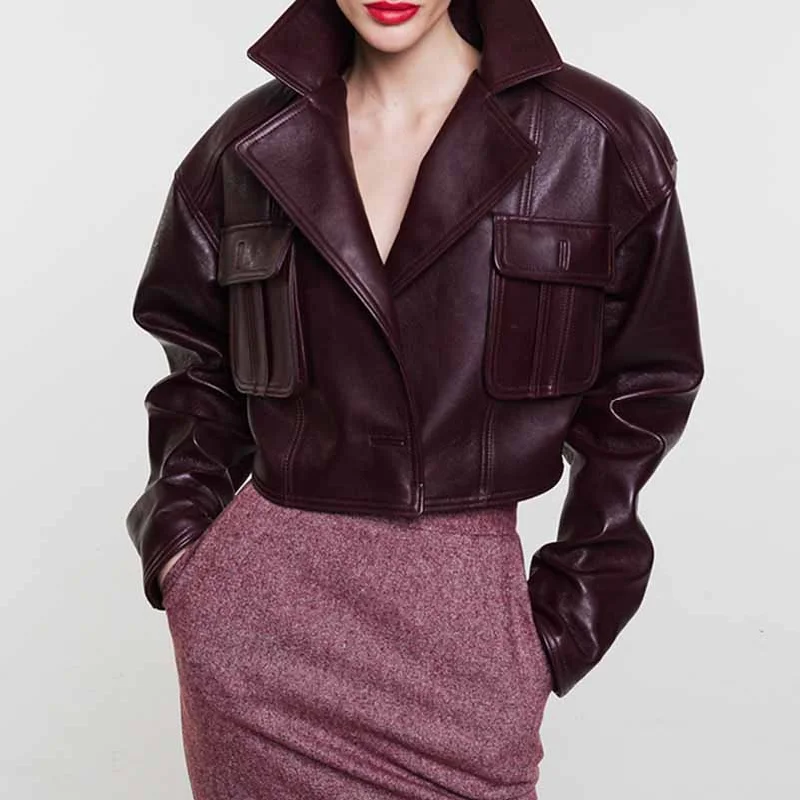 Wine Red Faux Leather Cropped Jacket Oversized One Button Coat Jersey Jacket Tulle Jacket Batik Jacket Wine Red Faux Leather Cropped Jacket Oversized One Button Coat Jersey Jacket Tulle Jacket Batik Jacket