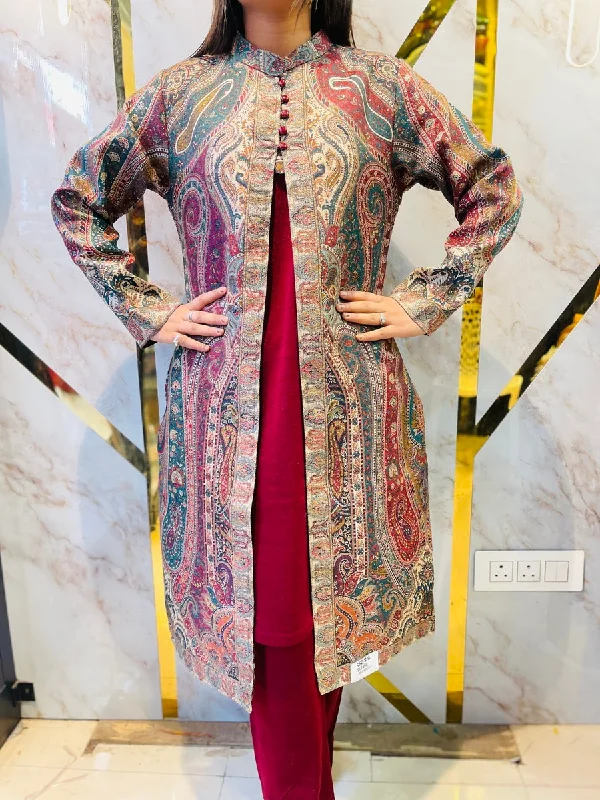 Beautiful Kashmiri kani winter 🥶 Ready made jacket suit Stand-Up Collar Roll-Neck Collar Turtle Neck Beautiful Kashmiri kani winter 🥶 Ready made jacket suit Stand-Up Collar Roll-Neck Collar Turtle Neck