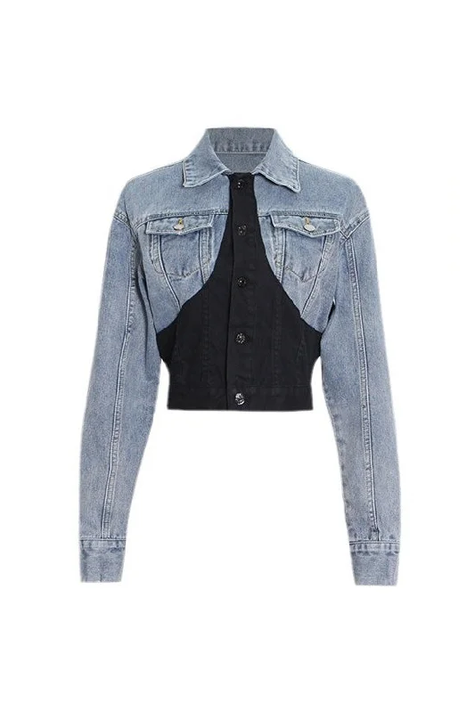 Deconstructed Hybrid Button Down Long Sleeve Cinch Waist Crop Denim Jacket Mesh Jacket Canvas Jacket Denim Jacket Deconstructed Hybrid Button Down Long Sleeve Cinch Waist Crop Denim Jacket Mesh Jacket Canvas Jacket Denim Jacket