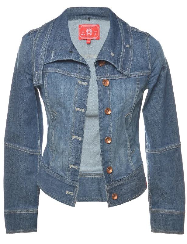 Indigo Denim Jacket - S Faux Fur Jacket Real Fur Jacket Shearling Jacket