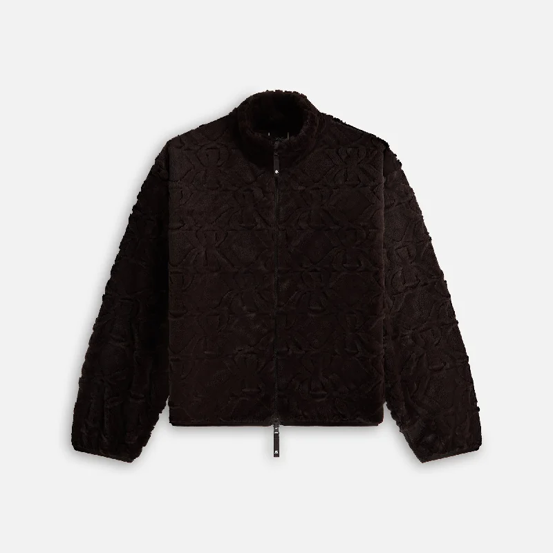 Kith Women Waverly II Crest Fur Jacket - Incognito Boat Neck Shawl Collar Notched Collar Kith Women Waverly II Crest Fur Jacket - Incognito Boat Neck Shawl Collar Notched Collar