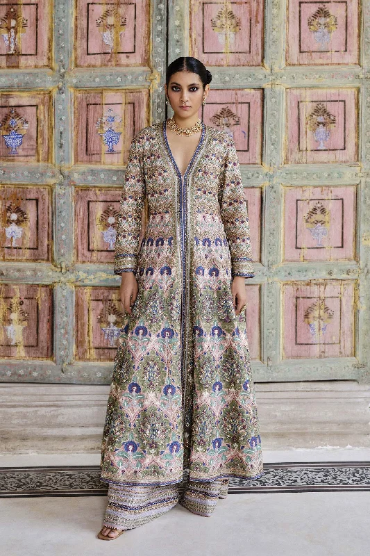 Krandasi Embroidered Zardozi Jacket Set - Blush Appliqued Jacket Beaded Jacket Sequined Jacket Krandasi Embroidered Zardozi Jacket Set - Blush Appliqued Jacket Beaded Jacket Sequined Jacket