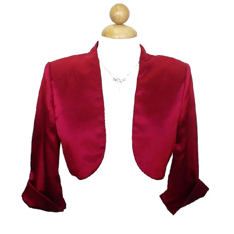 Mid Length Sleeve Red Satin Bolero Jacket Shrug Fleece Jacket Down Jacket Feather Jacket Mid Length Sleeve Red Satin Bolero Jacket Shrug Fleece Jacket Down Jacket Feather Jacket