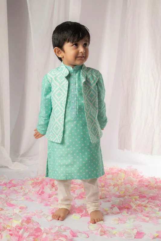 Pre-Order: Green Bandhej Kurta Nehru Jacket Set Striped Jacket Polka Dot Jacket Floral Jacket Pre-Order: Green Bandhej Kurta Nehru Jacket Set Striped Jacket Polka Dot Jacket Floral Jacket