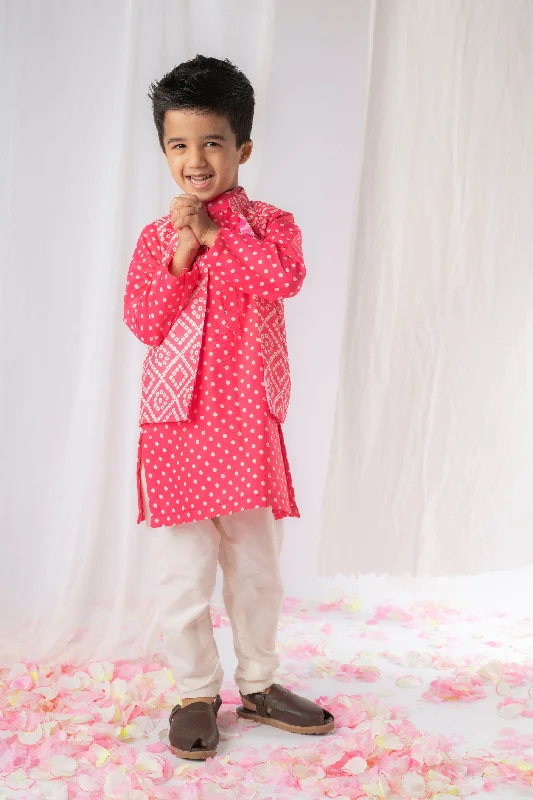 Pre-Order: Pink Bandhej Kurta Nehru Jacket Set Lace Jacket Ribbed Jacket Sequined Jacket Pre-Order: Pink Bandhej Kurta Nehru Jacket Set Lace Jacket Ribbed Jacket Sequined Jacket