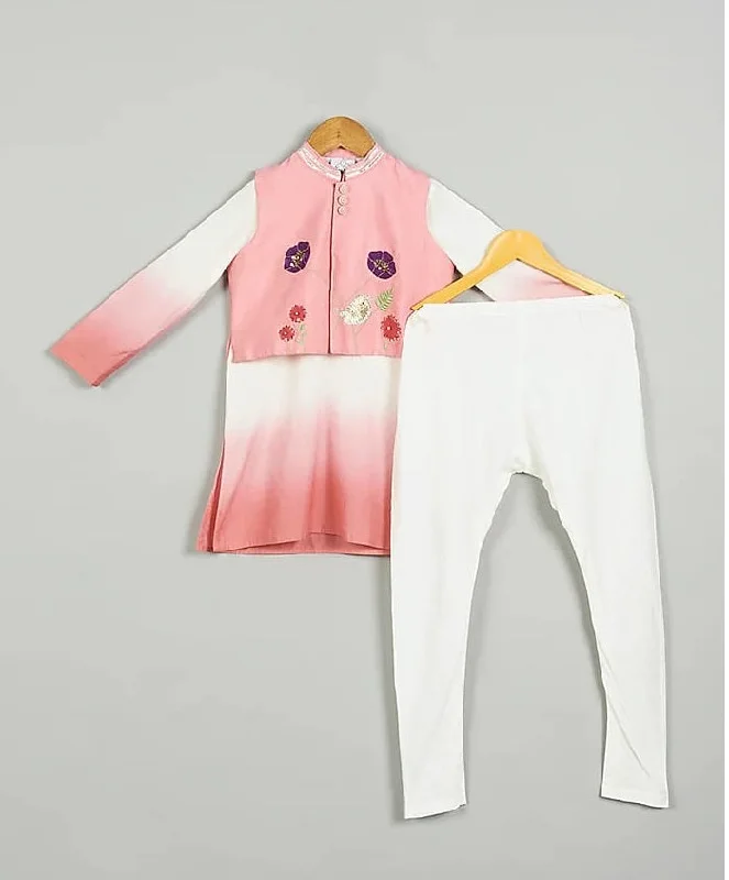 Pre-Order: Pink Shaded Kurta with Embroidered Jacket Set Striped Jacket Polka Dot Jacket Floral Jacket Pre-Order: Pink Shaded Kurta with Embroidered Jacket Set Striped Jacket Polka Dot Jacket Floral Jacket