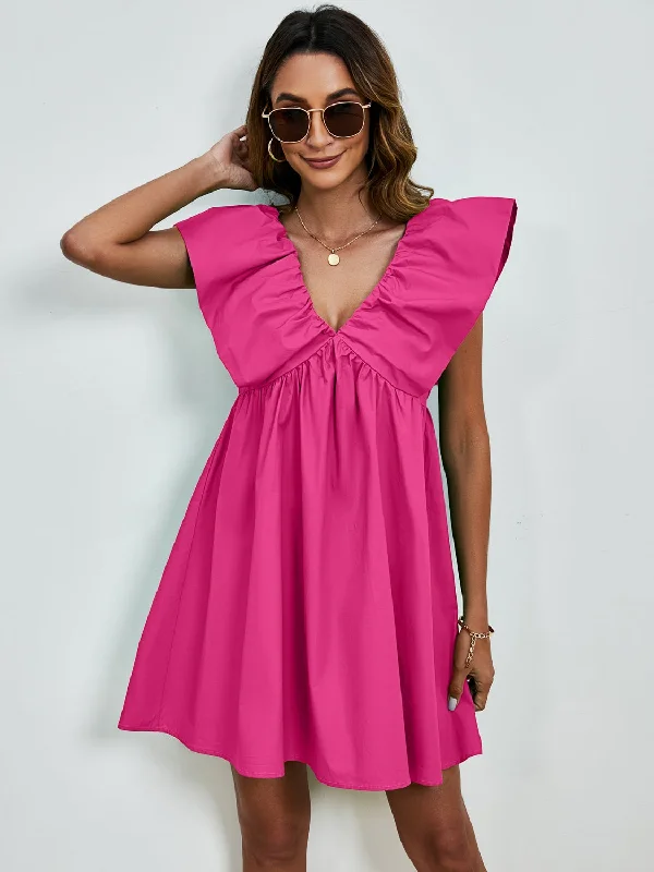 Cap Sleeve Mini Dress Comfortable Linen Mini Dress