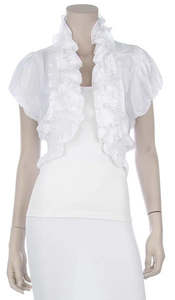 White Ruffled Bolero Jacket Short Sleeve Ruffled White Bolero Jacket Print Jacket Jacquard Jacket Patchwork Jacket White Ruffled Bolero Jacket Short Sleeve Ruffled White Bolero Jacket Print Jacket Jacquard Jacket Patchwork Jacket